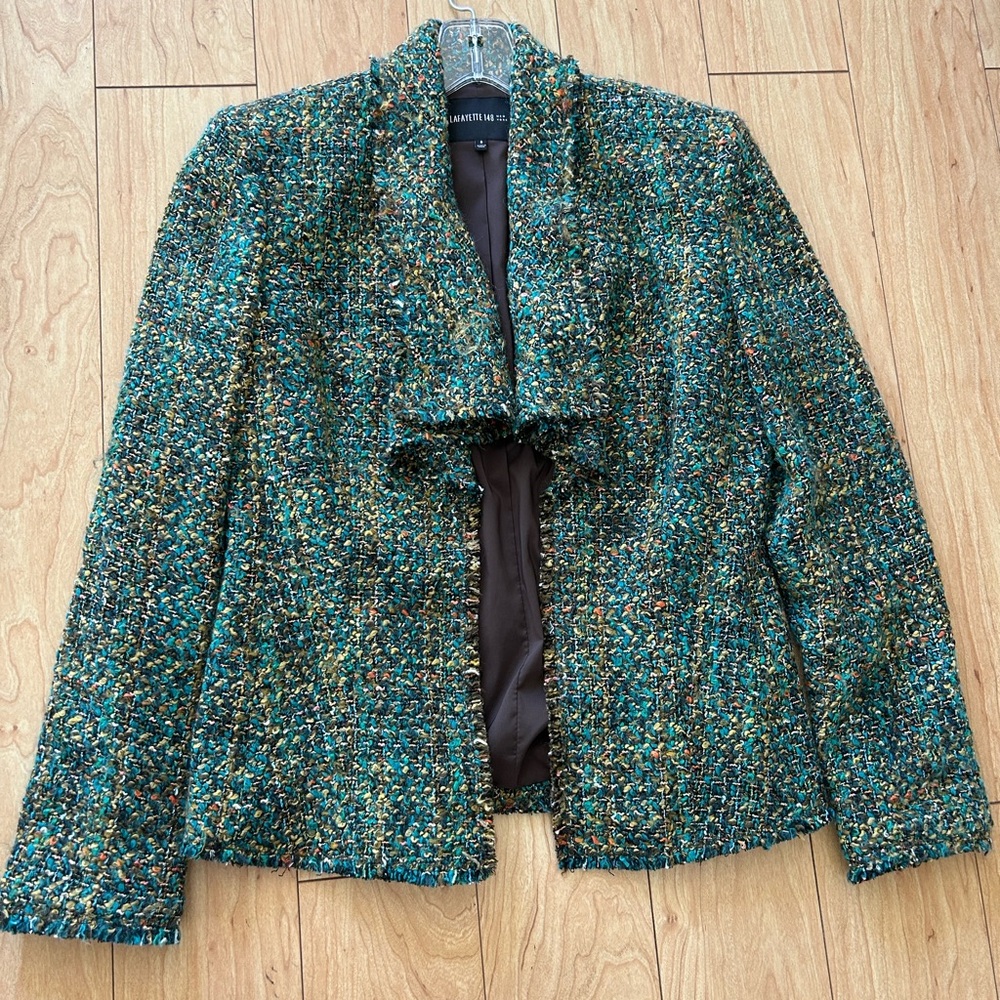 Lafayette 148 Twead Blazer w/ Open-Front